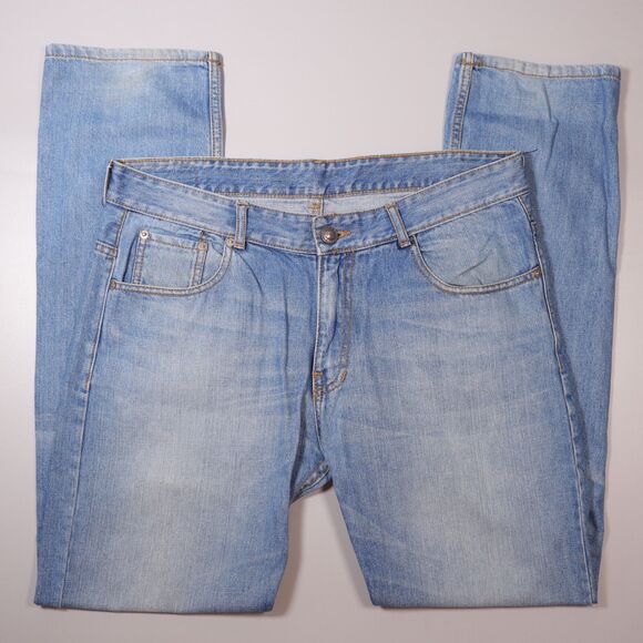 Levis L504 Mens 38x34 Jeans Blue Straight Fit Denim Thick Stitch Straight - Picture 2 of 12